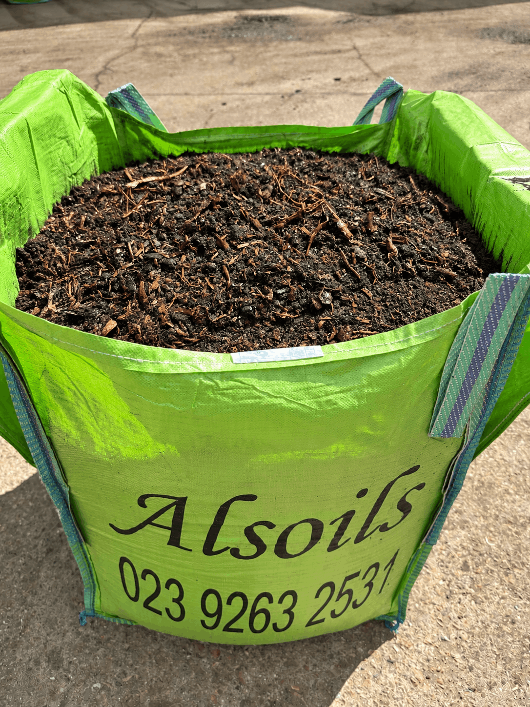 organic manure in a 750 litre alsoils bulk bag