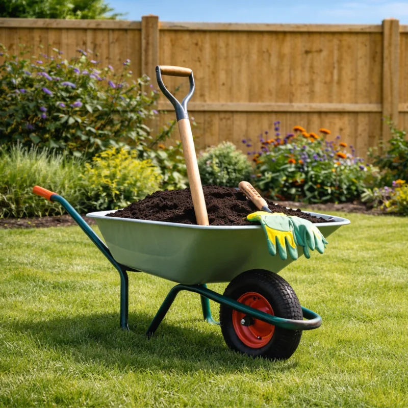 wheel barrow with topsoil