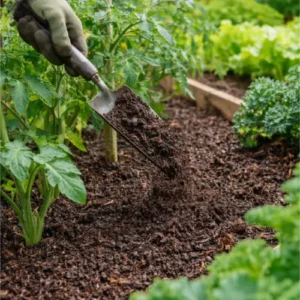 organic manure on vegetable patch