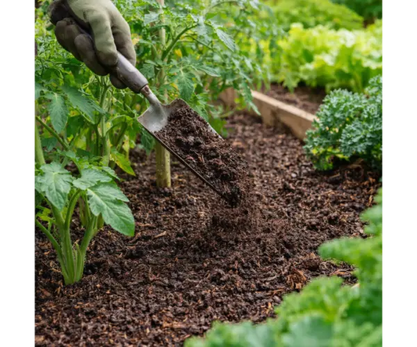 organic manure on vegetable patch