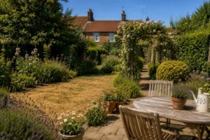 when to water a garden in a heatwave - uk garden in a heatwave
